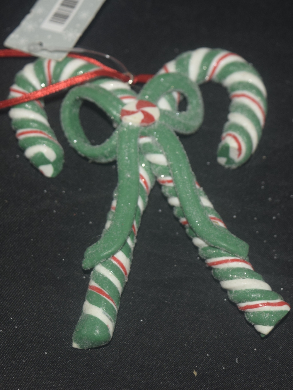 Hobby Lobby Green White Red Candy Cane Bow Ornament